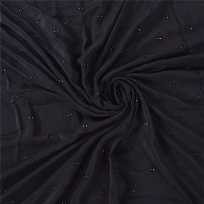 Sanskriti Vintage Indian Black Sarees Pure Silk Hand Beaded Premium Sari Fabric