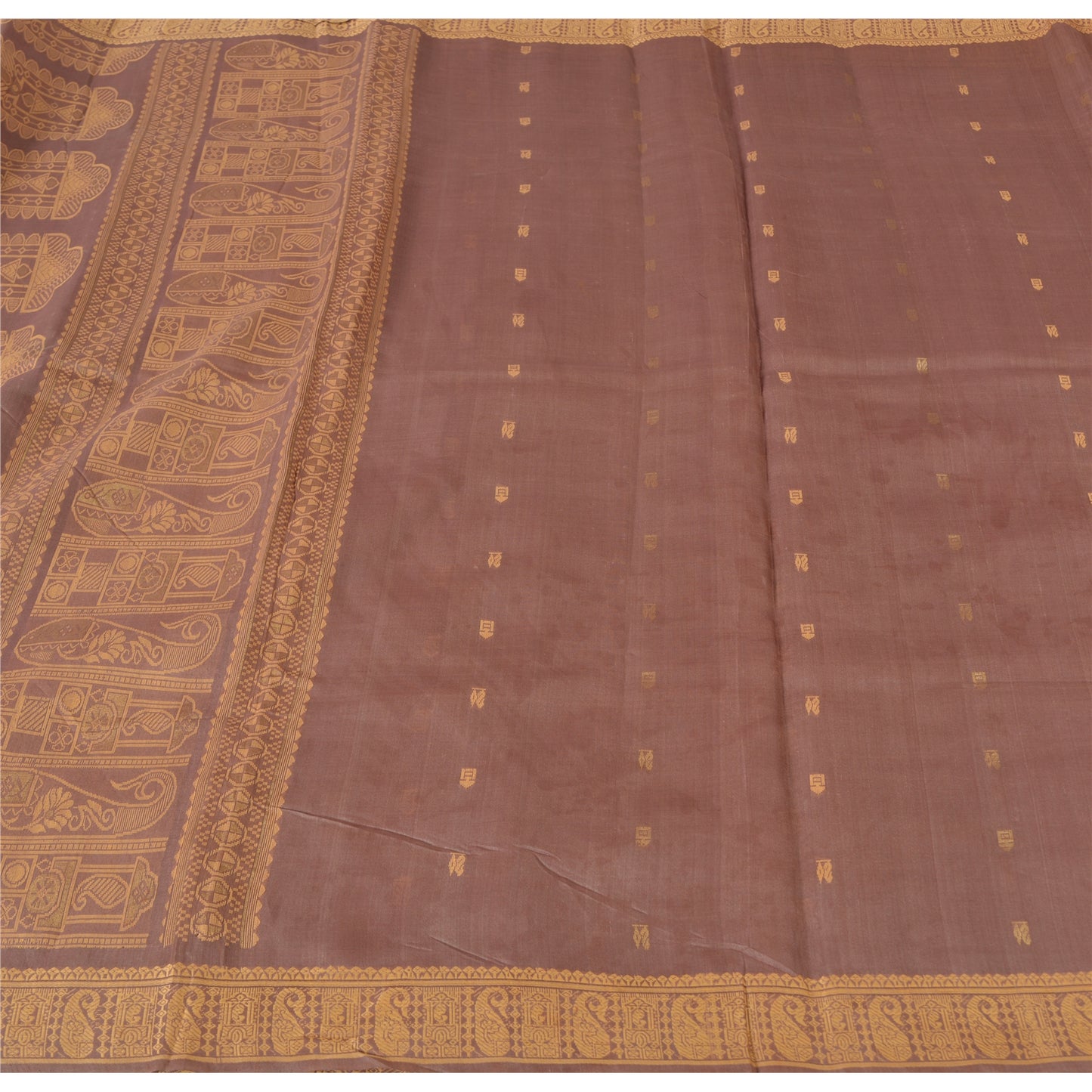 Sanskriti Vintage Indian Mauve Pure Silk Hand Woven Ethnic Sari 5yd Craft Fabric