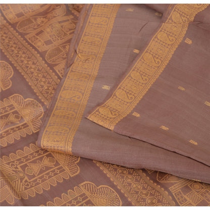 Sanskriti Vintage Indian Mauve Pure Silk Hand Woven Ethnic Sari 5yd Craft Fabric