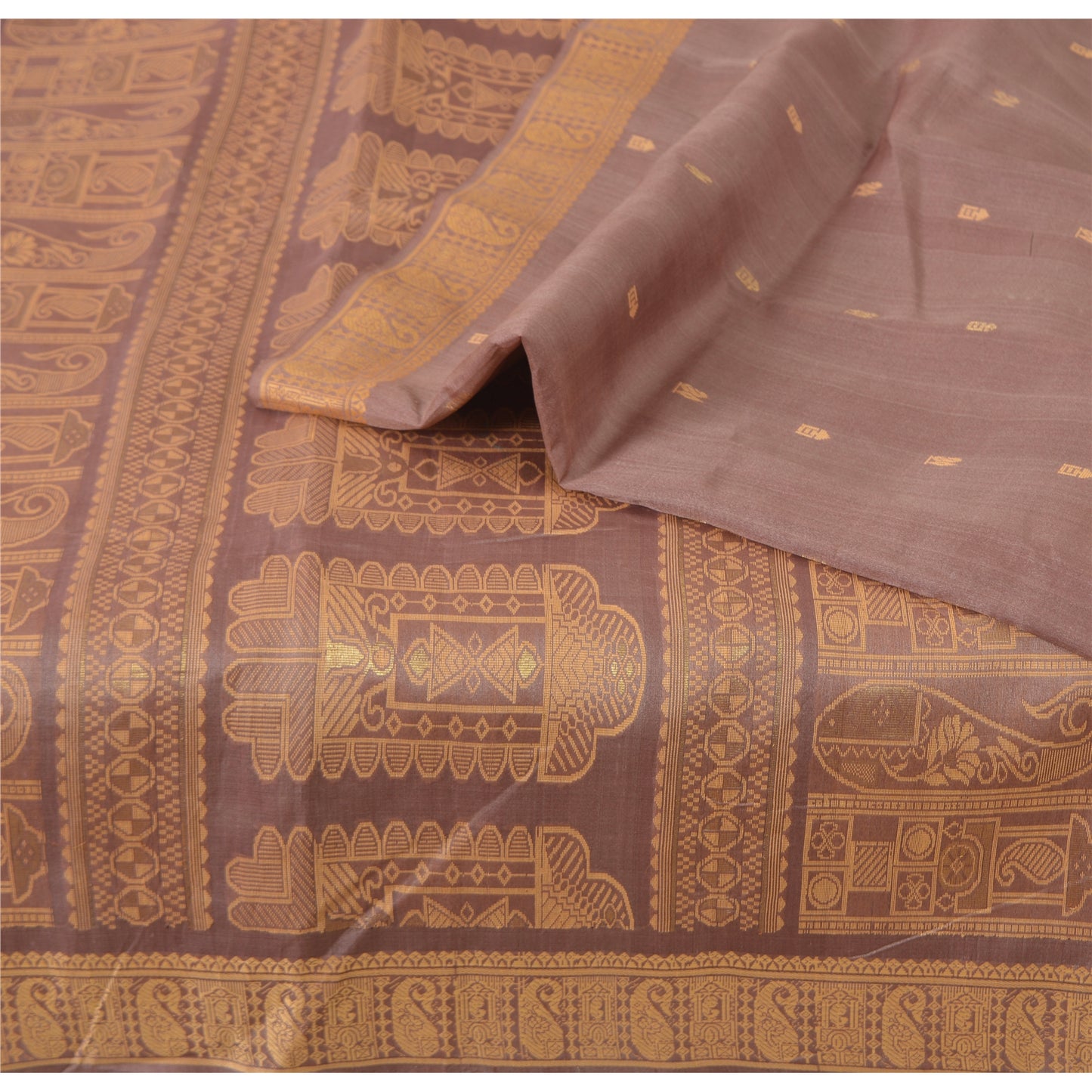 Sanskriti Vintage Indian Mauve Pure Silk Hand Woven Ethnic Sari 5yd Craft Fabric