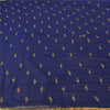 Sanskriti Vintage Blue Sarees Pure Chiffon Silk Hand Beaded Sari Craft Fabric