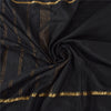 Sanskriti Vintage Black Sarees Pure Silk Woven Brocade/Banarasi Sari 5yd Fabric