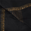 Sanskriti Vintage Black Sarees Pure Silk Woven Brocade/Banarasi Sari 5yd Fabric