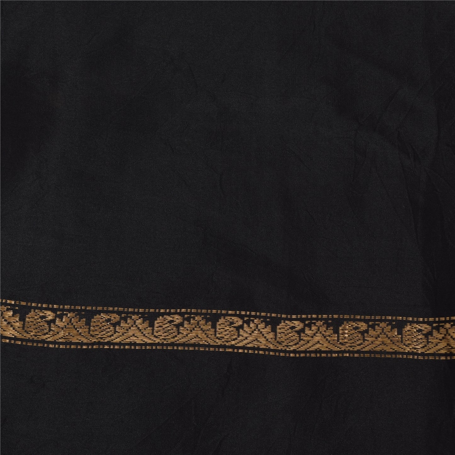 Sanskriti Vintage Black Sarees Pure Silk Woven Brocade/Banarasi Sari 5yd Fabric