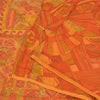 Sanskriti Vintage Saffron Sarees Pure Silk Hand Beaded Premium Sari Craft Fabric