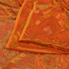 Sanskriti Vintage Saffron Sarees Pure Silk Hand Beaded Premium Sari Craft Fabric