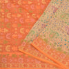 Sanskriti Vintage Orange/Ivory Sarees 100% Pure Silk Woven Premium Sari Fabric