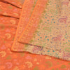 Sanskriti Vintage Orange/Ivory Sarees 100% Pure Silk Woven Premium Sari Fabric