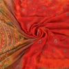 Sanskriti Vintage Sarees Pure Georgette Silk Embroidered Tie-Dye Sari 5yd Fabric