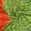 Sanskriti Vintage Green/Orange Sarees Pure Cotton Handmade Kalamkari Sari Fabric