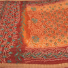 Sanskriti Vintage Saffron/Red Sarees Pure Silk Handmade Bandhani Sari Fabric