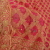 Sanskriti Vintage Indian Pink Sarees Pure Silk Hand Beaded Woven 6yd Sari Fabric