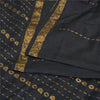 Sanskriti Vintage Black Sarees Pure Silk Woven Brocade/Banarasi Zari Sari Fabric