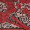 Sanskriti Vintage Dark Red/Black Sarees Pure Silk Hand Beaded Kantha Sari Fabric