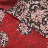 Sanskriti Vintage Dark Red/Black Sarees Pure Silk Hand Beaded Kantha Sari Fabric