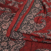 Sanskriti Vintage Dark Red/Black Sarees Pure Silk Hand Beaded Kantha Sari Fabric