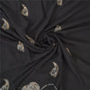 Sanskriti Vintage Black Sarees Pure Silk Hand Beaded Woven Premium Sari Fabric