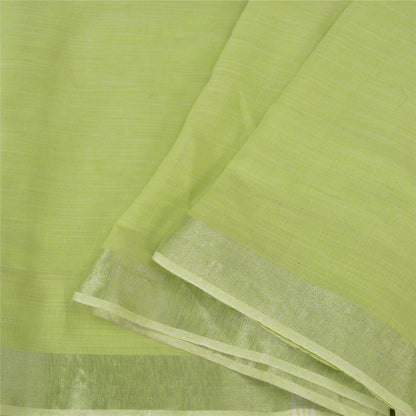 Sanskriti Vintage Green/Ivory Indian Sarees Cotton Woven Premium Sari Fabric