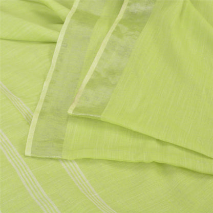 Sanskriti Vintage Green/Ivory Indian Sarees Cotton Woven Premium Sari Fabric