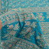 Sanskriti Vintage Blue Sarees Pure Silk Hand Beaded Premium Sari Craft Fabric