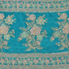 Sanskriti Vintage Blue Sarees Pure Silk Hand Beaded Premium Sari Craft Fabric