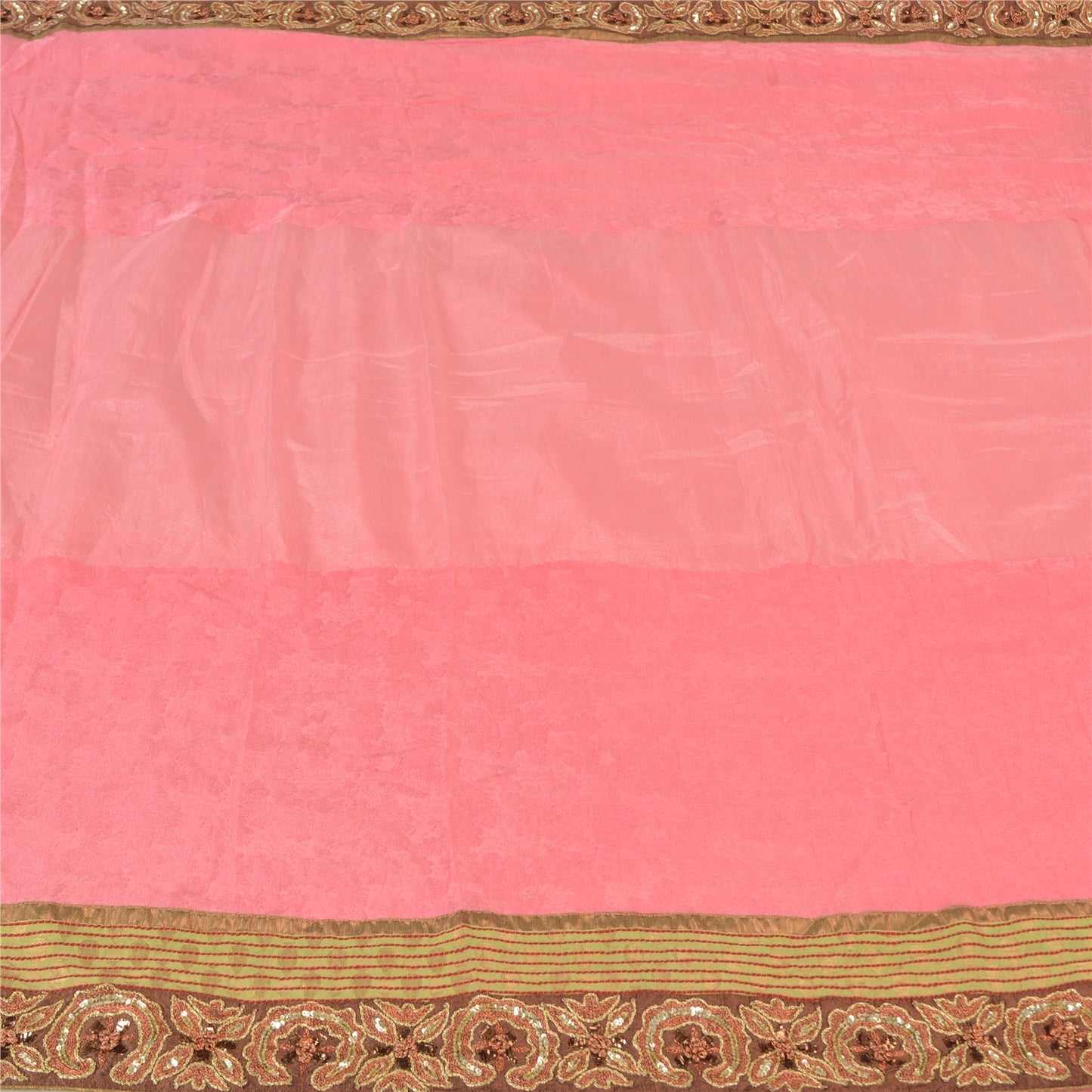 Sanskriti Vintage Pink Sarees Pure Silk Embroidered Woven Premium Sari Fabric