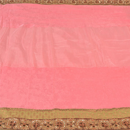 Sanskriti Vintage Pink Sarees Pure Silk Embroidered Woven Premium Sari Fabric