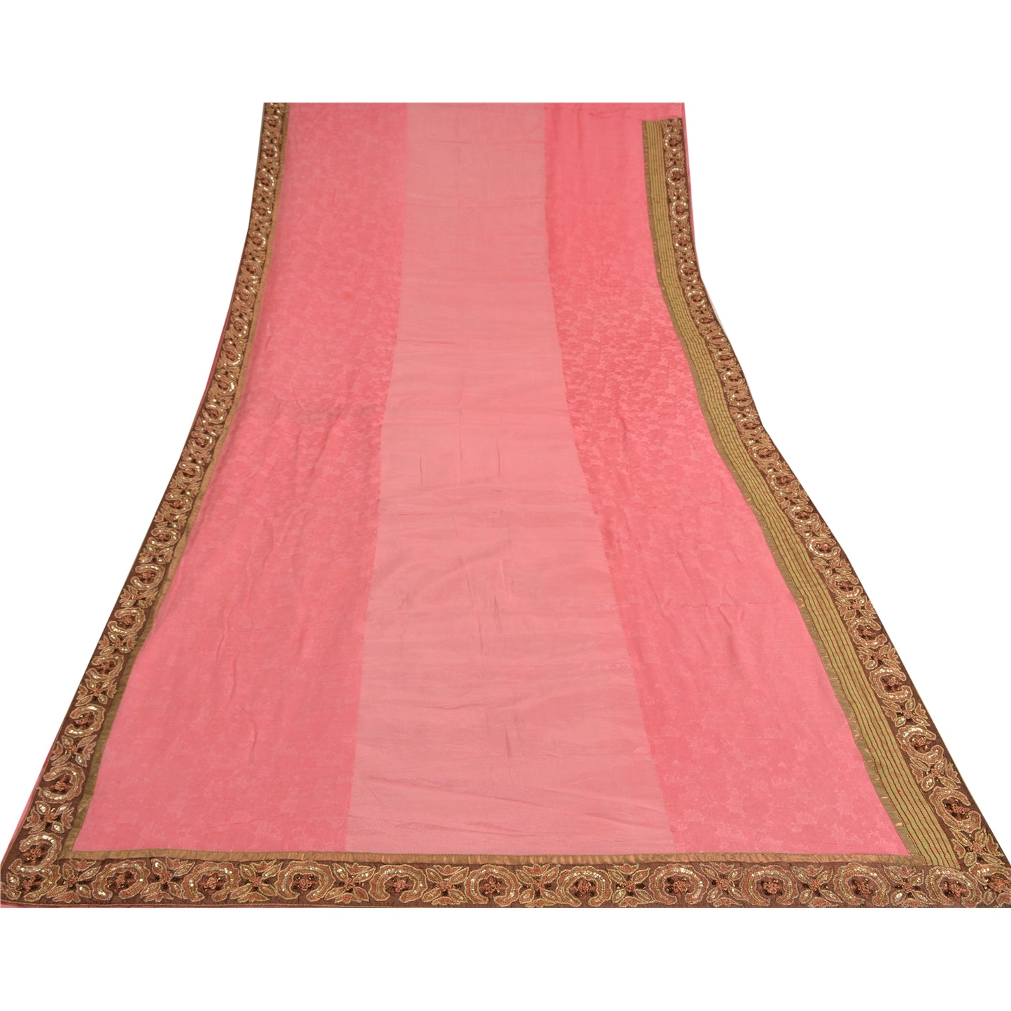 Sanskriti Vintage Pink Sarees Pure Silk Embroidered Woven Premium Sari Fabric