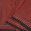 Sanskriti Vintage Dark Red Sarees Pure Crepe Silk Hand Beaded Kantha Sari Fabric