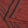 Sanskriti Vintage Dark Red Sarees Pure Crepe Silk Hand Beaded Kantha Sari Fabric