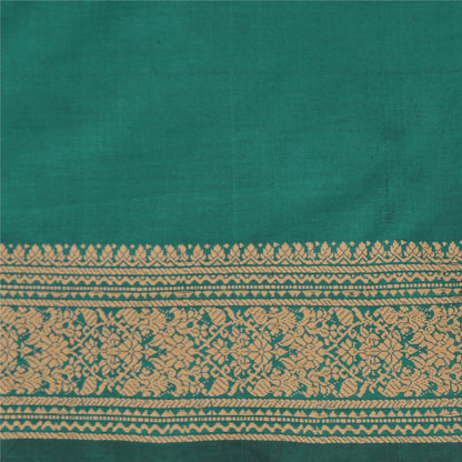 Sanskriti Vintage Green/Beige Sarees Blend Cotton Woven Premium Sari Fabric