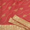 Sanskriti Vintage Red Sarees Pure Silk Hand Beaded Premium Sari Craft Fabric