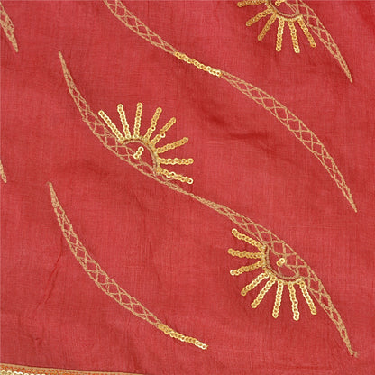 Sanskriti Vintage Red Sarees Pure Silk Hand Beaded Premium Sari Craft Fabric