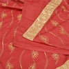 Sanskriti Vintage Red Sarees Pure Silk Hand Beaded Premium Sari Craft Fabric