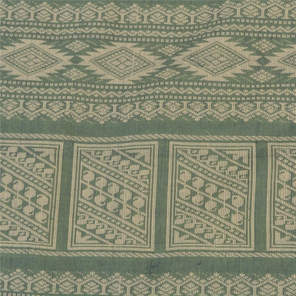 Sanskriti Vintage Green Indian Sarees Blend Silk Woven Premium Sari Craft Fabric