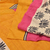 Sanskriti Vintage Pink/Saffron Sarees Pure Silk Printed Sari Craft Fabric