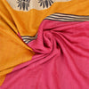 Sanskriti Vintage Pink/Saffron Sarees Pure Silk Printed Sari Craft Fabric