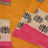 Sanskriti Vintage Pink/Saffron Sarees Pure Silk Printed Sari Craft Fabric