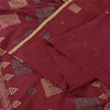 Sanskriti Vintage Dark Red Sarees Pure Cotton Premium Hand-Woven Fabric 5yd Sari