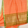 Sanskriti Vintage Orange/Green Sarees Pure Silk Woven Brocade Sari Fabric