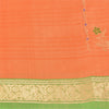 Sanskriti Vintage Orange/Green Sarees Pure Silk Woven Brocade Sari Fabric