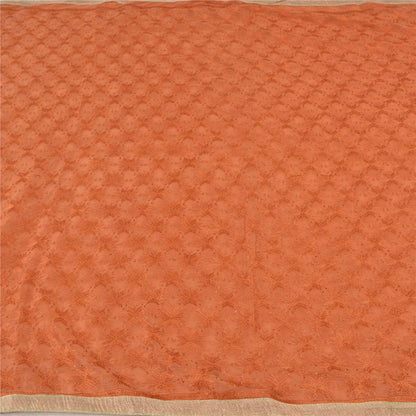 Sanskriti Vintage Orange Sarees Chiffon Embroidered Bagh Phulkari Sari Fabric