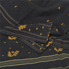 Sanskriti Vintage Black Indian Sarees Pure Cotton Hand-Woven Tant Sari Fabric