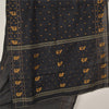 Sanskriti Vintage Black Indian Sarees Pure Cotton Hand-Woven Tant Sari Fabric