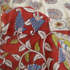 Sanskriti Vintage Sarees Ivory Peacock HandmadeKalamkari Pure Cotton Sari Fabric