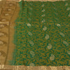 Sanskriti Vintage Sarees Indian Green Hand Woven Pure Silk Sari 5yd Craft Fabric