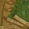 Sanskriti Vintage Sarees Indian Green Hand Woven Pure Silk Sari 5yd Craft Fabric