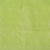 Sanskriti Vintage Sarees Green Hand Embroidered Chikankari Sari 5yd Craft Fabric