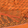 Sanskriti Vintage Sarees Orange Pure Silk Silk Hand Woven Sari 5yd Craft Fabric