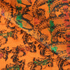 Sanskriti Vintage Sarees Orange Pure Silk Silk Hand Woven Sari 5yd Craft Fabric